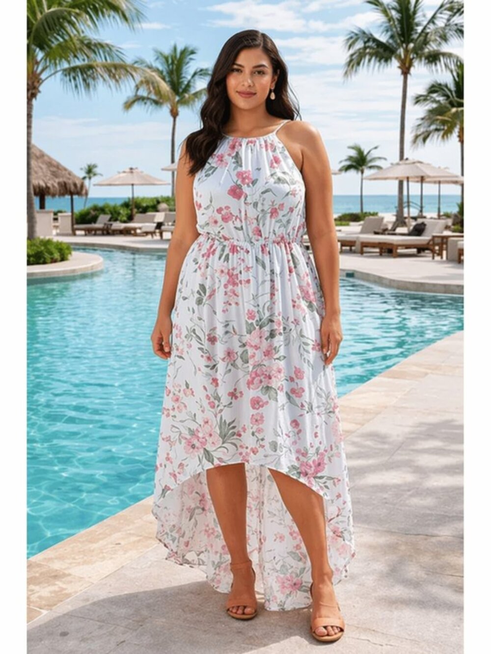 INC International Concepts Floral-Print Halter Maxi Dress - Size 14 - NWT